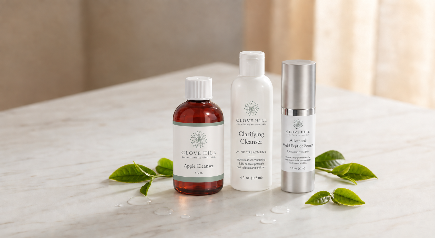 Clove Hill acne care products used in the Spruce Holistic Acne Program